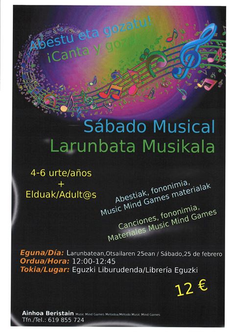 Taller Sábado Musical Librería Eguzki Liburudenda